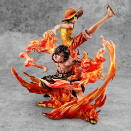 One Piece P.O.P NEO-Maximum PVC socha Luffy & Ace Bond between brothers 20th Limited Ver. 25 cm